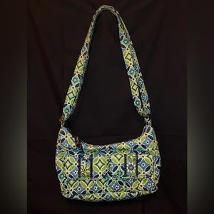 Vera Bradley Shoulder Bag - Daisy Daisy Print; Green and Blue